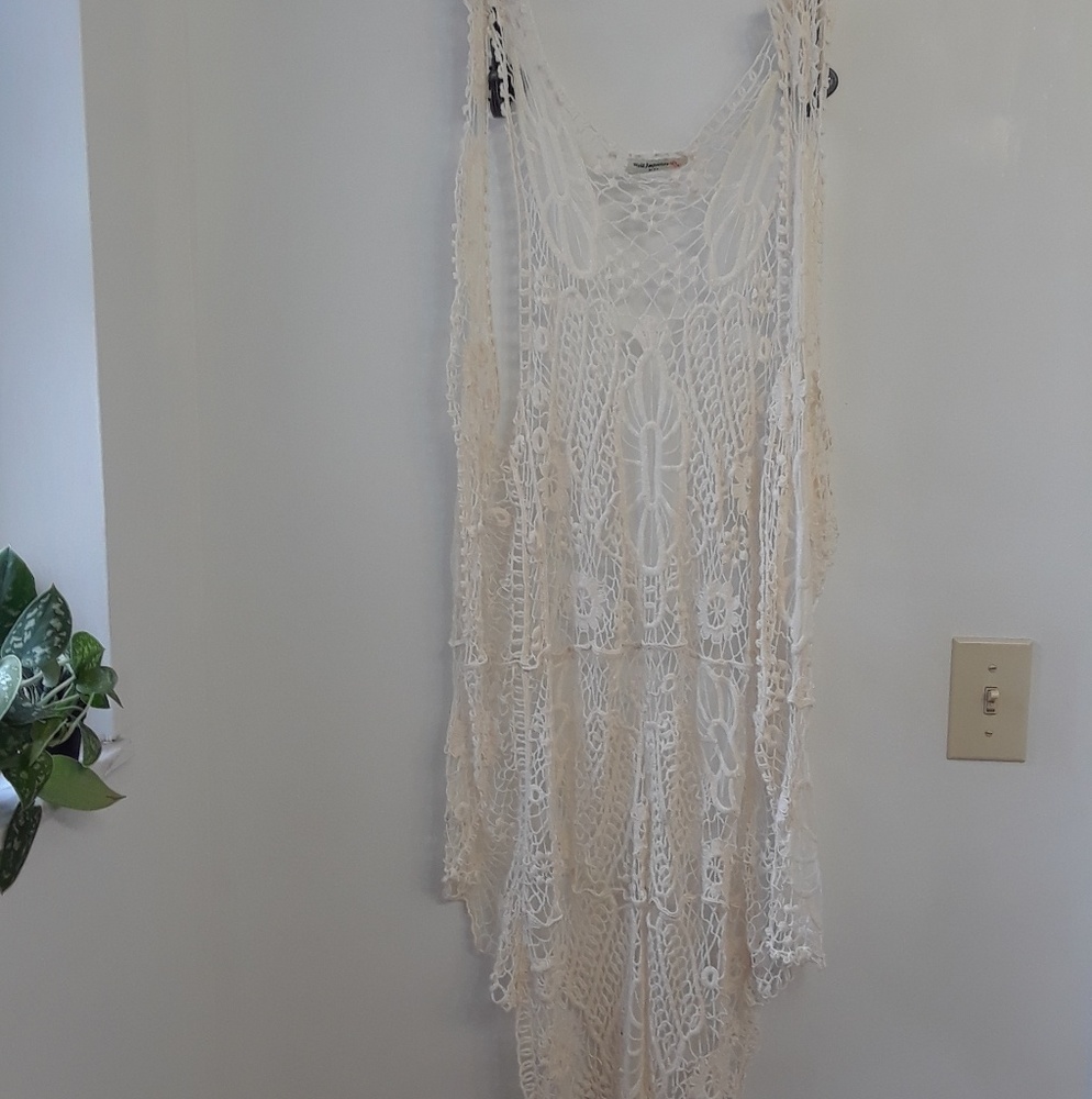 Boho long lace vest